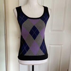 The Limited Argyle Pattern Crew Neck Knit Vest
